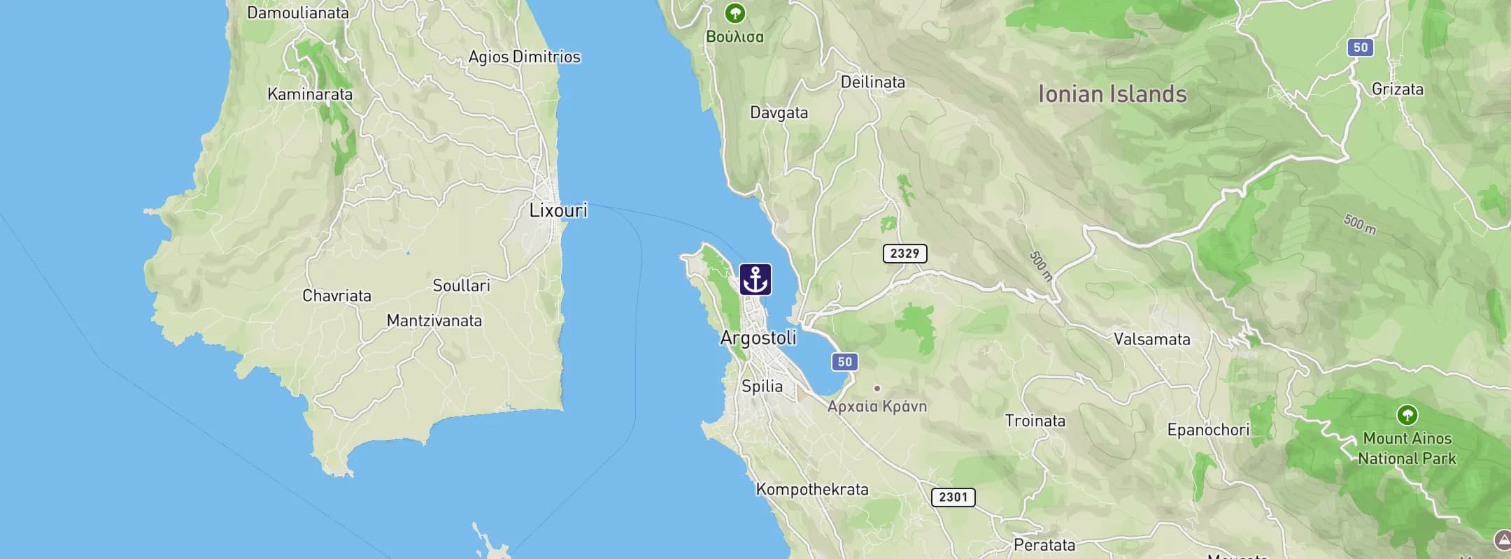 Map of Kefalonia Island