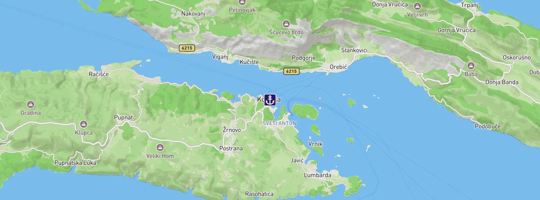 Map of Korcula Island Croatia