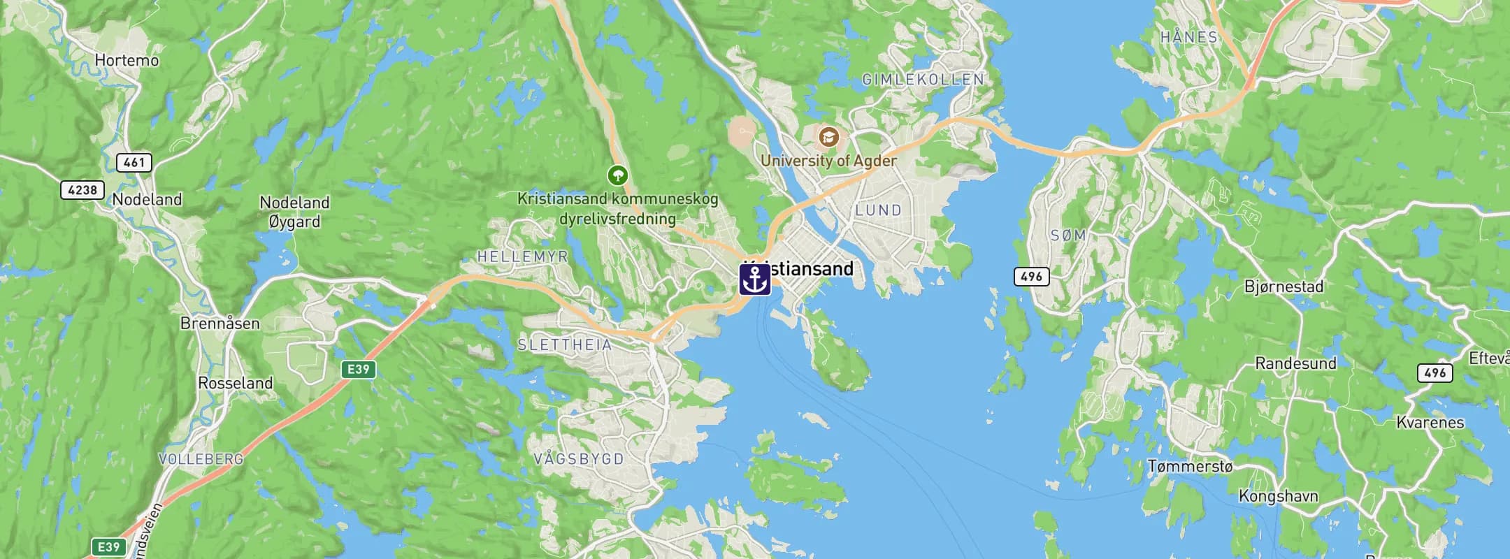 Map of Kristiansand