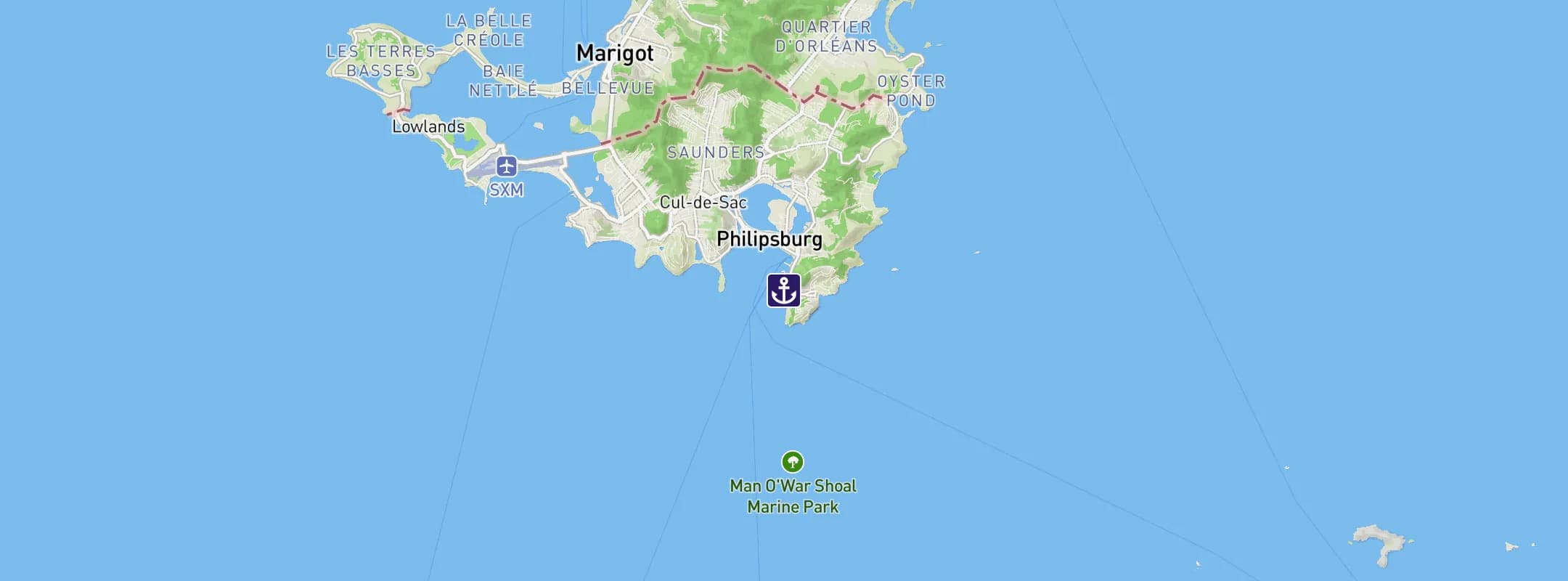 Map of Philipsburg St Maarten