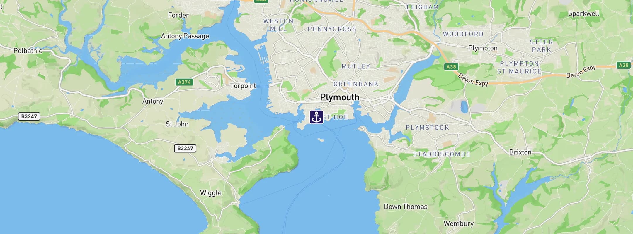 Map of Plymouth UK
