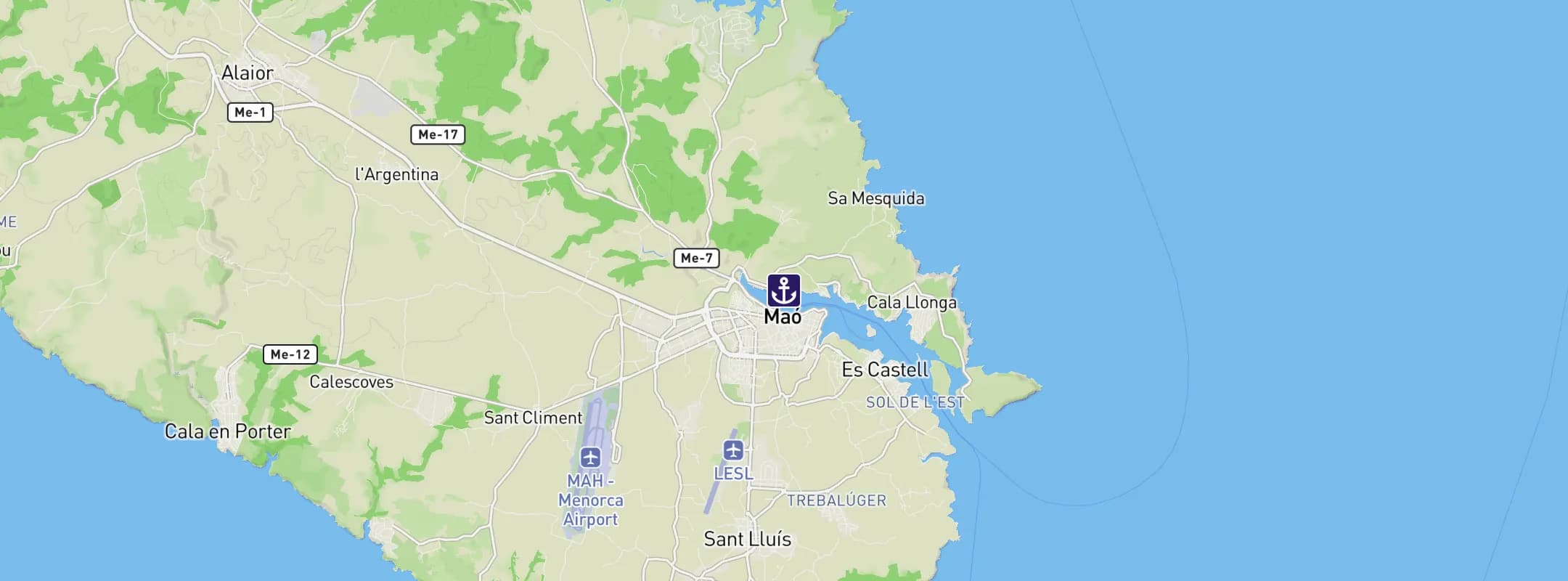 Map of Port Mahon
