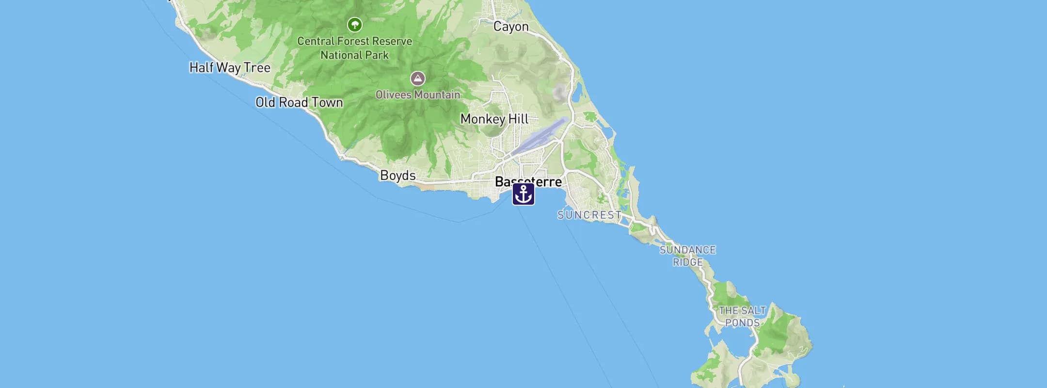 Map of Basseterre St Kitts