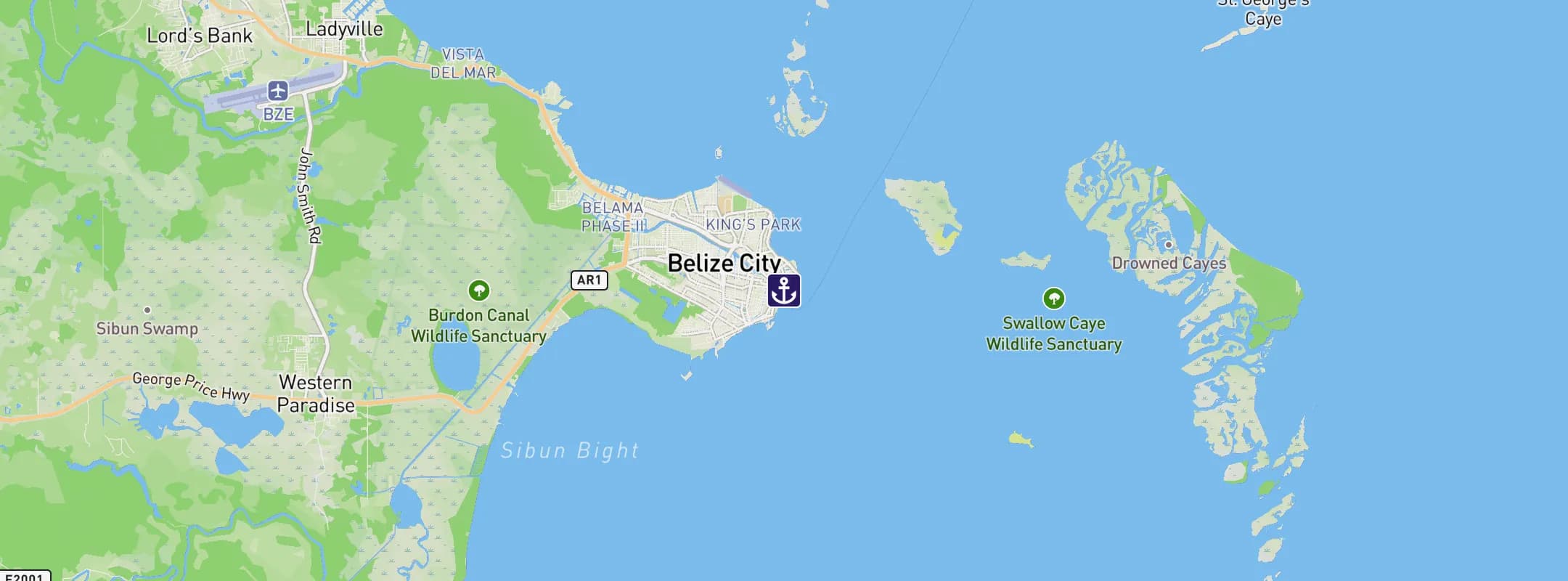 Map of Belize City