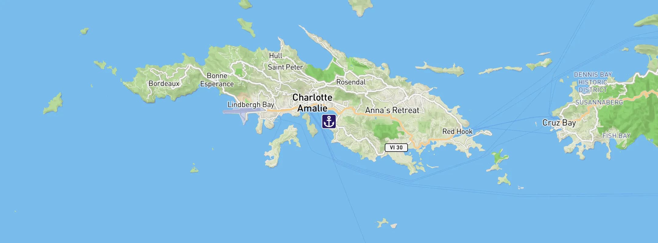 Map of St Thomas Island USVI