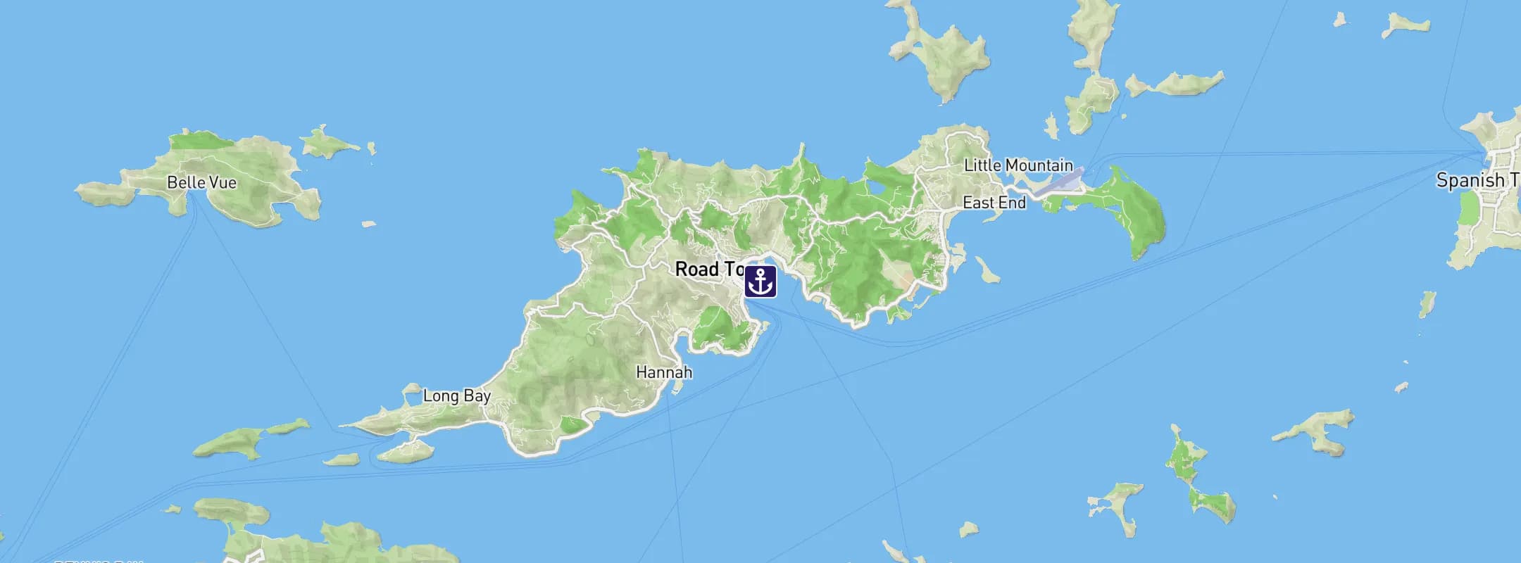 Map of Tortola Island BVI