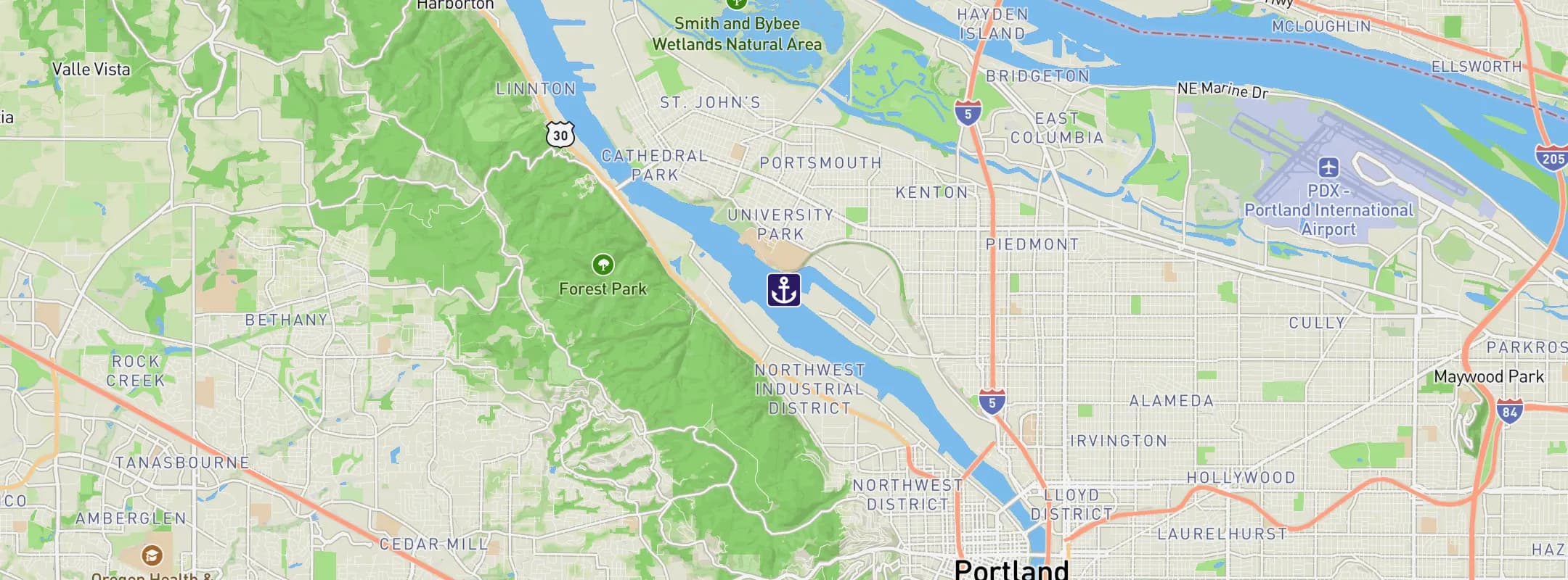 Map of Portland OR
