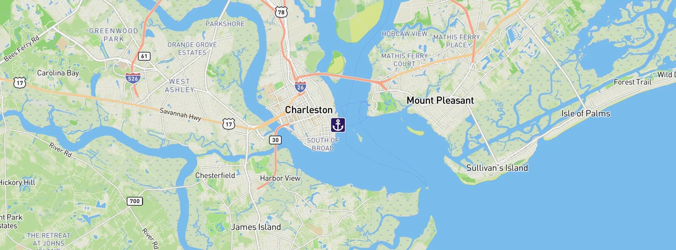 Map of Charleston SC