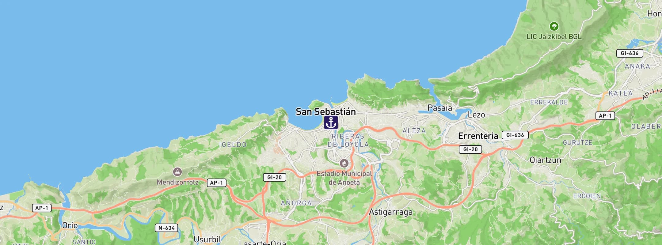 Map of Donostia-San Sebastian