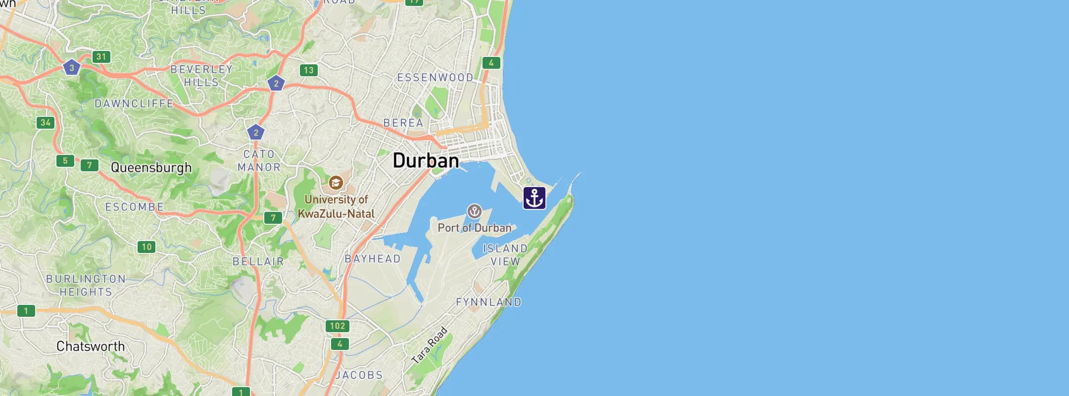 Map of Durban