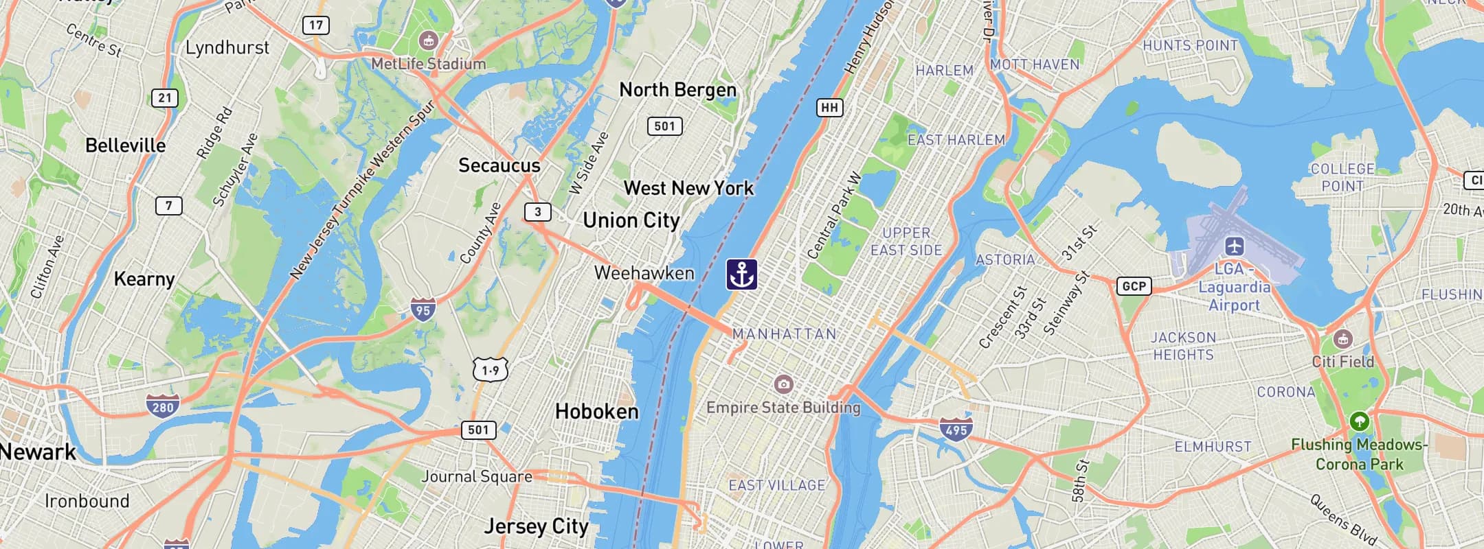 Map of New York - Manhattan