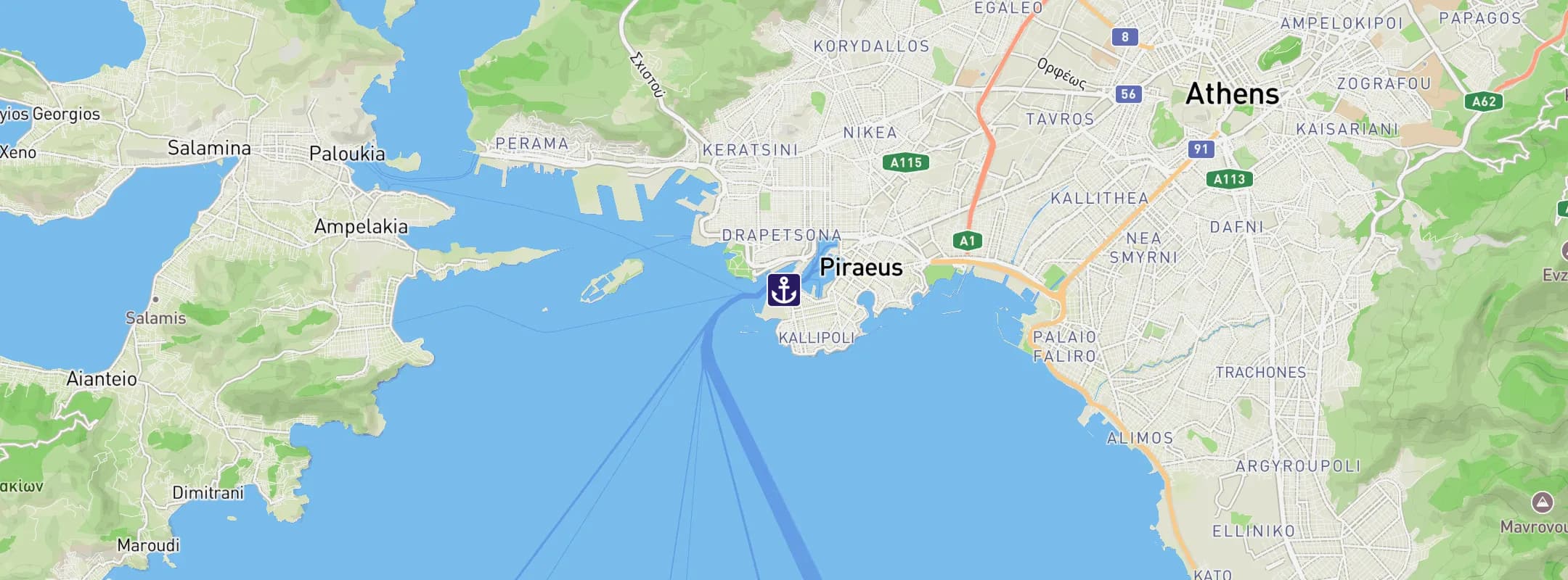 Map of Piraeus-Athens
