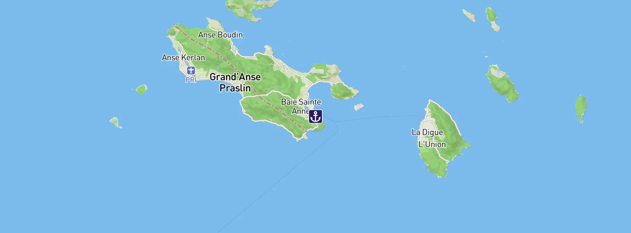 Map of Praslin Island Seychelles