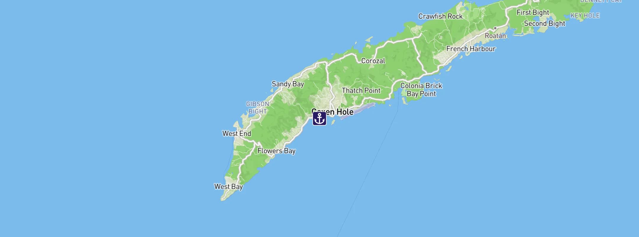 Map of Roatan Island