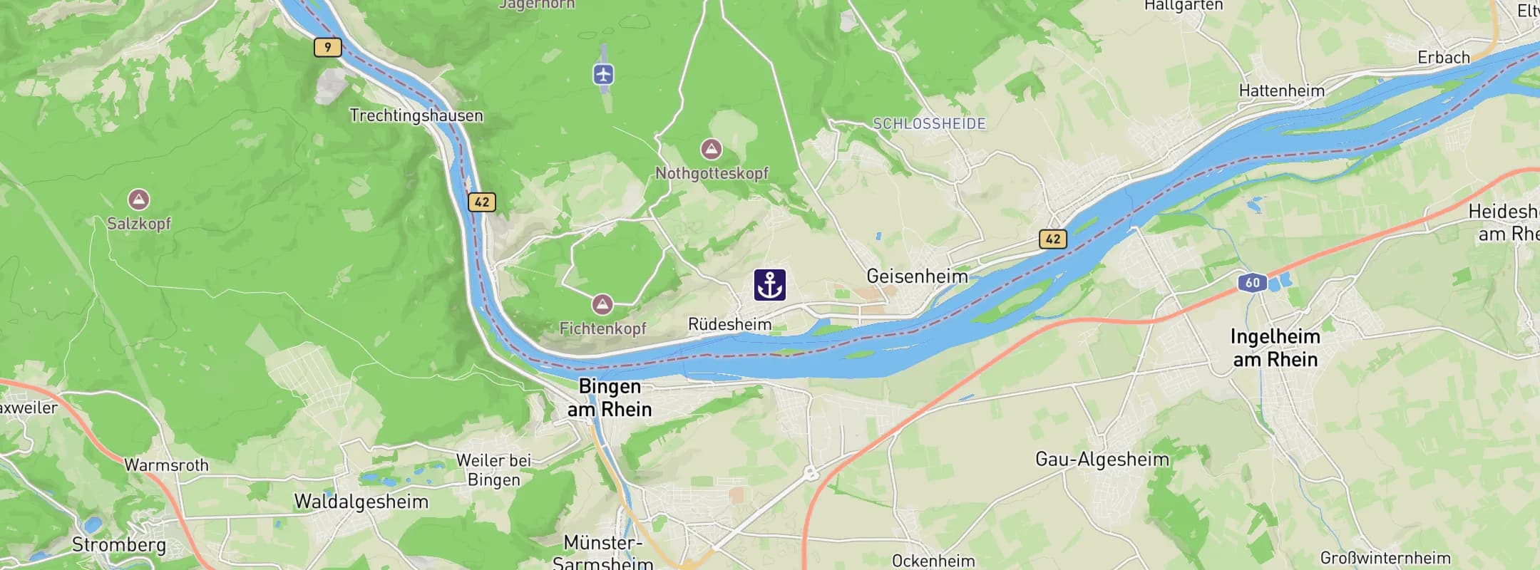 Map of Rudesheim am Rhein