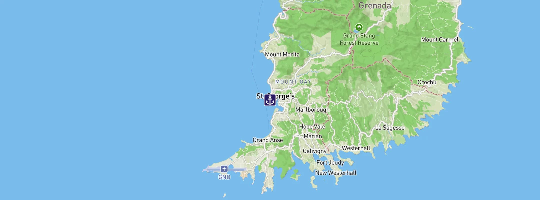 Map of St Georges Grenada