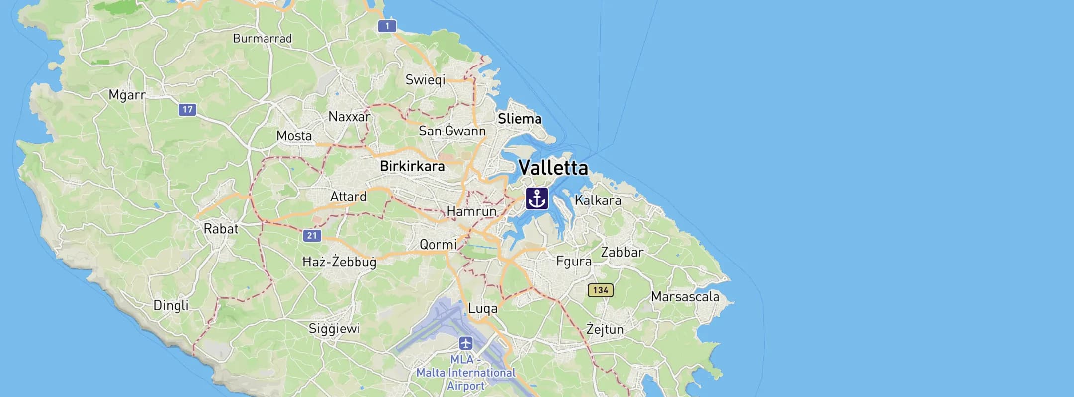 Map of Valletta