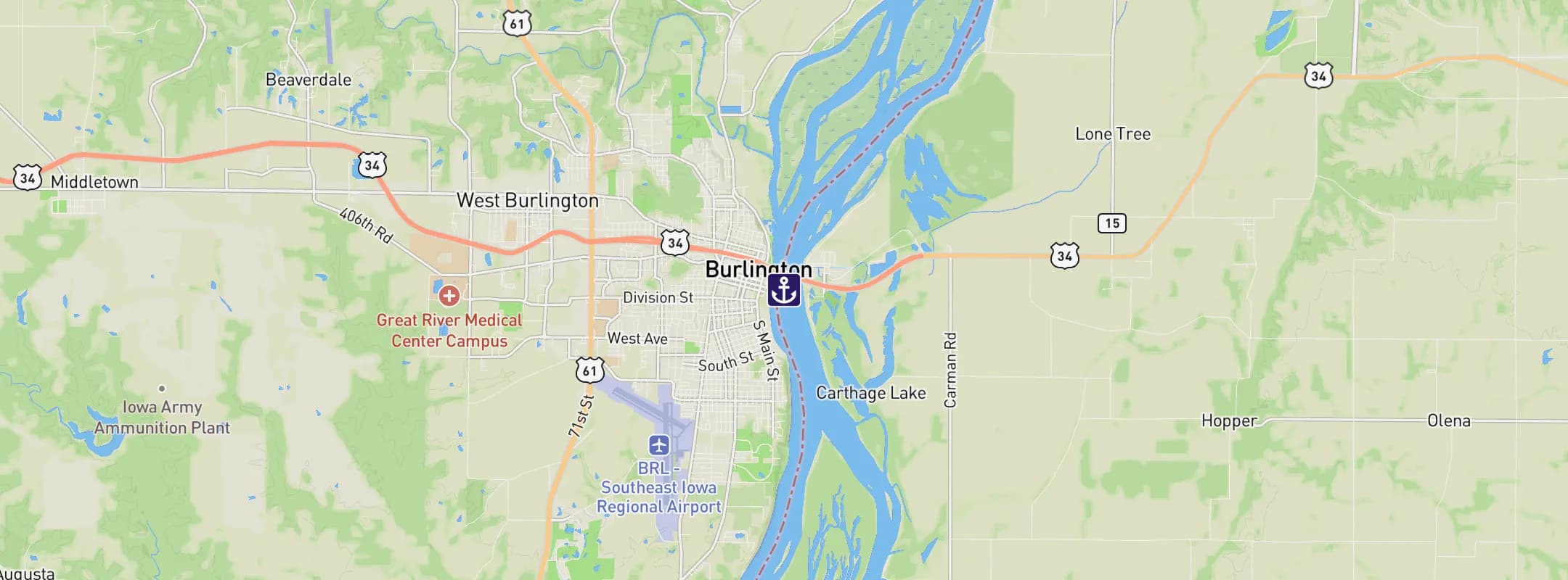Map of Burlington IA