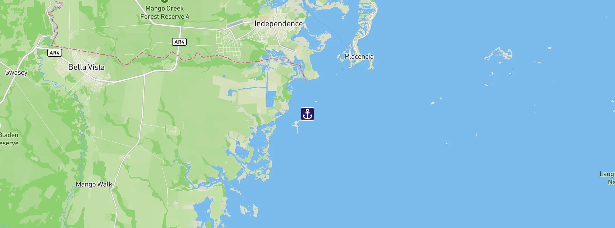 Map of Harvest Caye Belize
