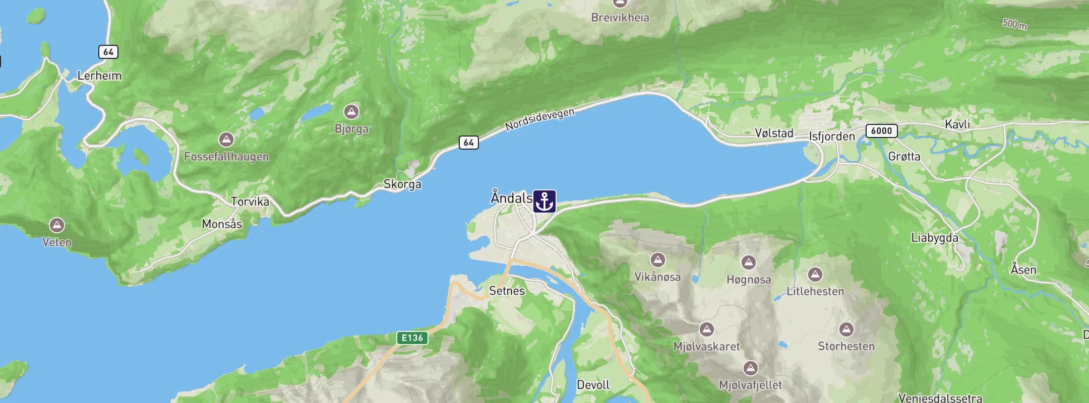 Map of Andalsnes